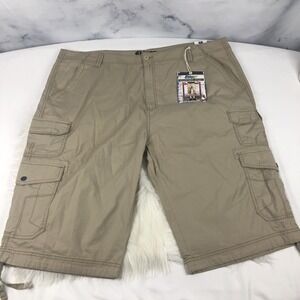 Plugg Cargo Shorts Men's Beige Messenger Below The Knee Stretch Size 46